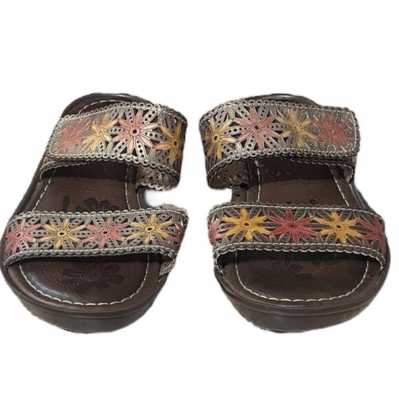 Spring Step L’Artiste Leather Strap Sandals W/ Floral Design, EU 37, US 6.5-7 - Picture 5 of 7
